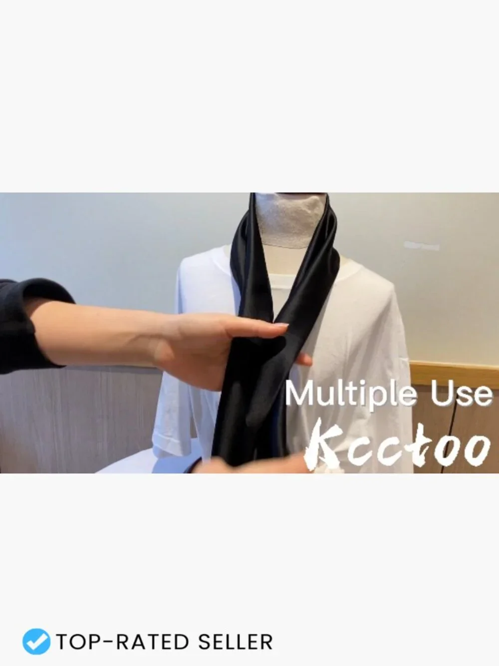 Satin Square Neck Scarf Long Silk Like Fashion Scarf for Bag Hair Neck Wear